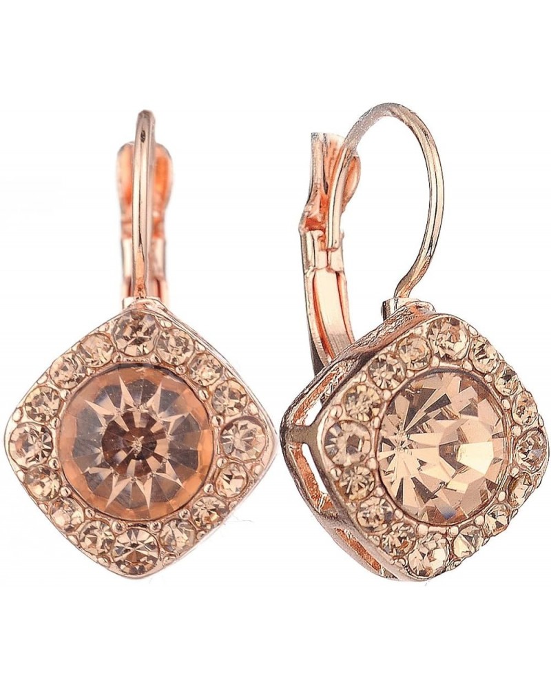 Women's Round Stone Stud French Clip On Dangling Earrings Rose Gold-Tone $7.55 Earrings