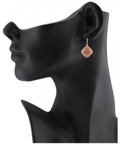 Women's Round Stone Stud French Clip On Dangling Earrings Rose Gold-Tone $7.55 Earrings