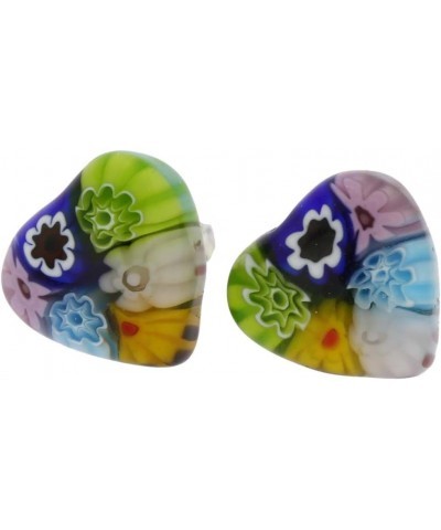 GlassOfVenice Murano Glass Millefiori Heart Stud Earrings $19.33 Earrings