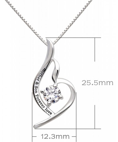 Jewelry Sterling Silver "mother & son forever love" Cubic Zirconia Pendant Necklace $22.78 Necklaces