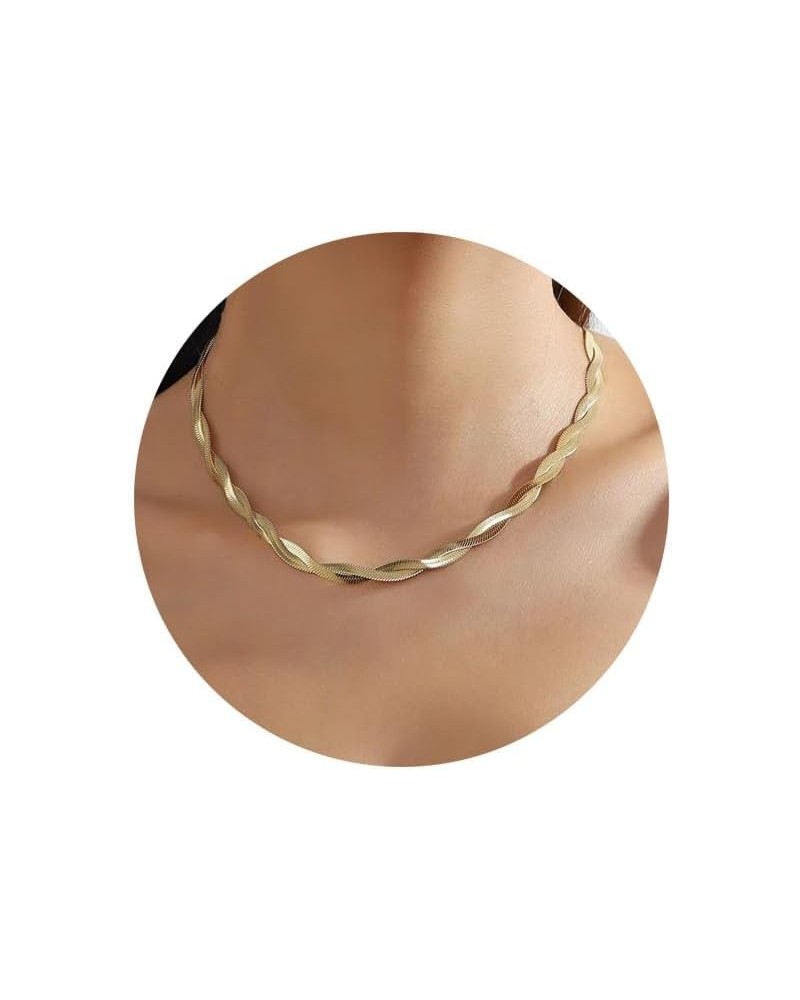 14K Gold/Silver Dainty Choker Necklaces for Women Adjustable Sparkling Stacking Necklaces Aesthetic Simple Chain Necklace Min...