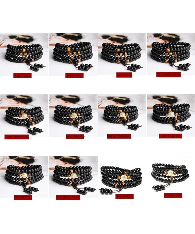 Natural Obsidian Luminous Carving Dragon Pattern Tiger Eye Stone Zodiac Bracelet 108 Beads Buddhist Rosary Elastic Adjustable...