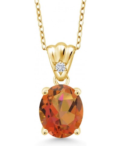 18K Yellow Gold Plated Silver Twilight Orange Mystic Quartz and White Lab Grown Diamond Pendant Necklace For Women (3.64 Cttw...