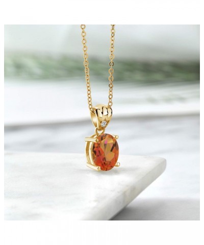 18K Yellow Gold Plated Silver Twilight Orange Mystic Quartz and White Lab Grown Diamond Pendant Necklace For Women (3.64 Cttw...