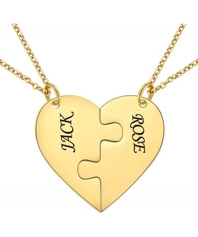 Personalized Puzzle Pieces Heart Shape Necklace/Kaychain for Love Best Friends Family Custom Name/Date Matching Pendant Set w...