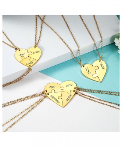 Personalized Puzzle Pieces Heart Shape Necklace/Kaychain for Love Best Friends Family Custom Name/Date Matching Pendant Set w...