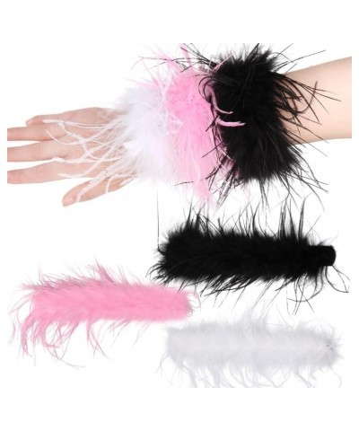 Wrist Band Elegant Ostrich Feather Cuffs Wrist Sleeve Feather Bracelets Hair Accessories Anklet Bracelet for Women Girls Whit...