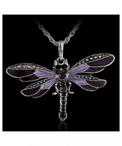 4Pcs Retro Dragonfly Crystal Necklace Pendant Women Fashion Jewelry Sweater Chain $7.72 Necklaces