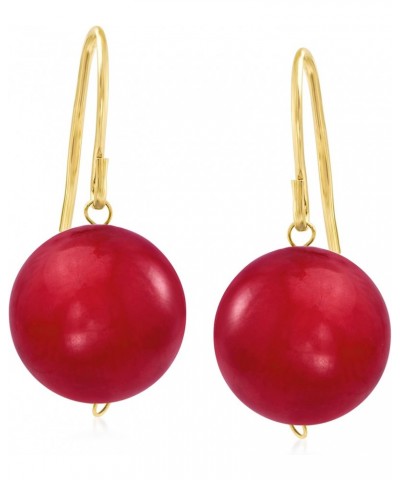 12mm Red Coral Bead Drop Earrings in 14kt Yellow Gold $38.54 Earrings