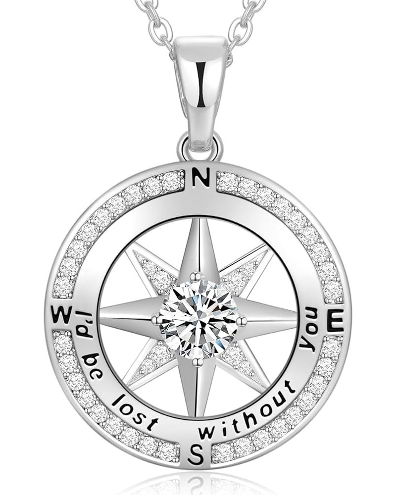 Necklace for Women Wife Compass Birthstone Jewelry Birthday Anniversary Ideas for Her Girlfriend Romantic Love Gift on Christ...