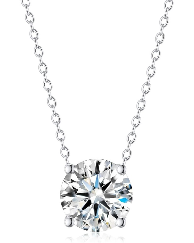 1-4CT Moissanite 4P Pendant Necklace for Women, 1-4CT D-F Color Ideal Cut 925 Sterling Silver Solitaire Diamond Necklace with...