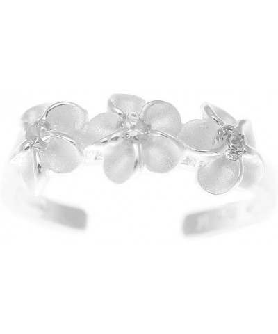 925 sterling silver Hawaiian 3 triple plumeria flower white cz open toe ring $9.24 Others