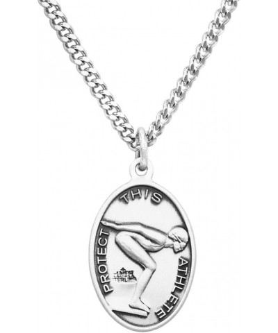 Women's Sterling Silver Saint Christopher Protect This Athlete Sports Medal Pendant Necklace, 18 Swim $33.15 Necklaces