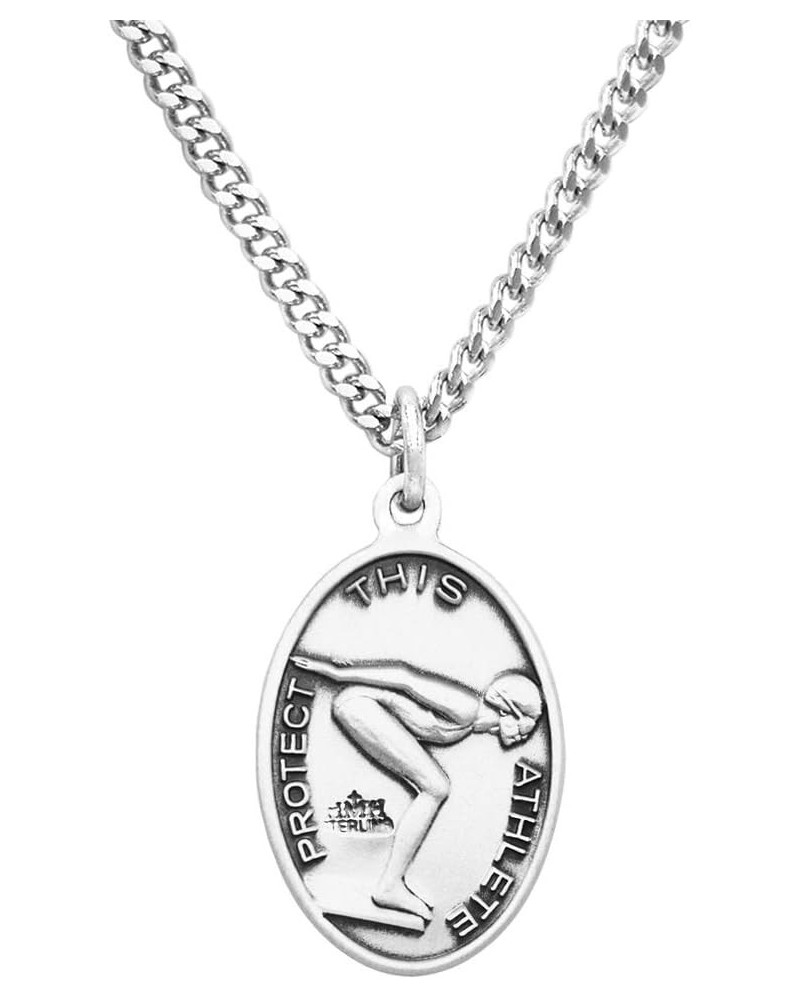 Women's Sterling Silver Saint Christopher Protect This Athlete Sports Medal Pendant Necklace, 18 Swim $33.15 Necklaces