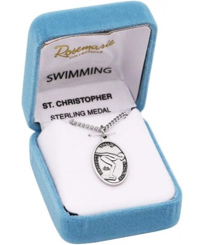 Women's Sterling Silver Saint Christopher Protect This Athlete Sports Medal Pendant Necklace, 18 Swim $33.15 Necklaces