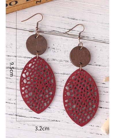 Boho Leather Love Heart Vintage Western Earrings Geometric Round Olivary Dangle Earrings Bohemian Jewelry for Women Girls Val...