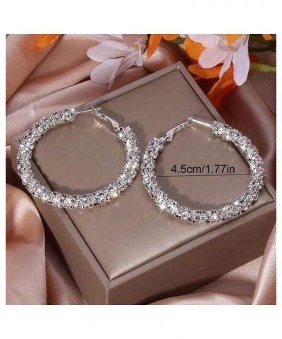 Hoop Earrings for Women 24mm Small Personalized Rhinestone Hoops Statement Accessories Jewelry Gifts for Ladies Girls 1 Pair ...