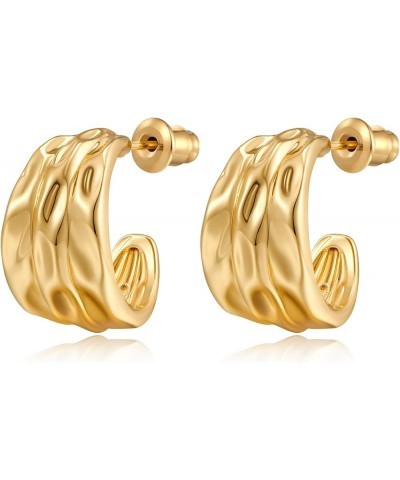 Chunky Gold Hoop Earrings for Women Gold Huggie Earrings Triple Open Hoop Earrings Women Hoop G $7.55 Earrings