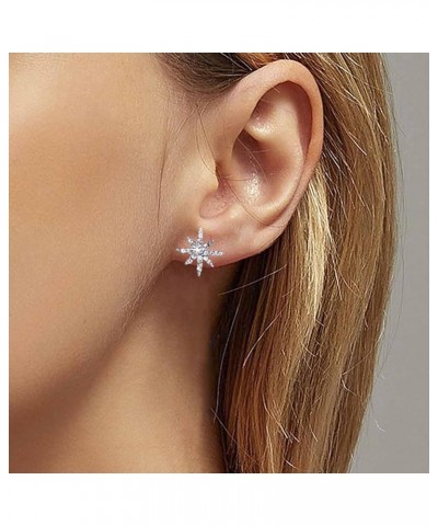 Vintage Rhinestone Northstar Earrings Silver Crystal Star Stud Earrings Crystal North Star Earrings Sparkly Cz Starburst Earr...