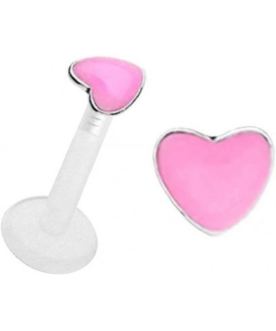 Pink Glow in The Dark Petite Heart Flex Flexible Bioplastic Labret Monroe Lip Tragus Ring 14g $10.33 Body Jewelry