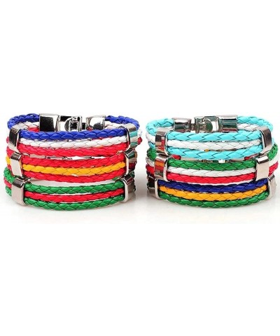 National Flag PU Leather Bracelet Colorful Woven Leather Bracelet For Men Women Fashion Lariat Bracelet Football Club Fans Fl...