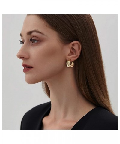 Chunky Gold Hoop Earrings for Women Gold Huggie Earrings Triple Open Hoop Earrings Women Hoop G $7.55 Earrings