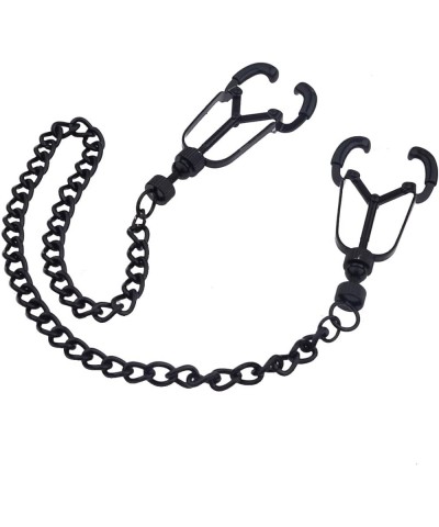 2PCS Nipple Clamp with Chains and Rivets Non-Piercing Body Chains Adjustable Body Jewelry for Women Ladies (2pcs Kits) Black ...