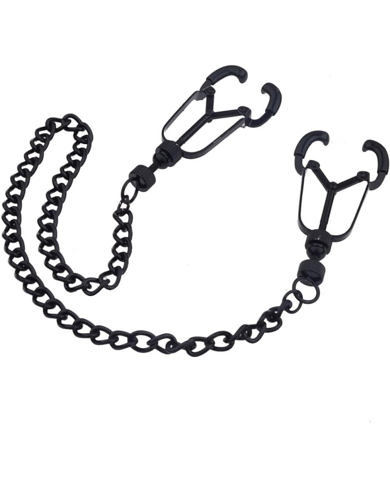 2PCS Nipple Clamp with Chains and Rivets Non-Piercing Body Chains Adjustable Body Jewelry for Women Ladies (2pcs Kits) Black ...