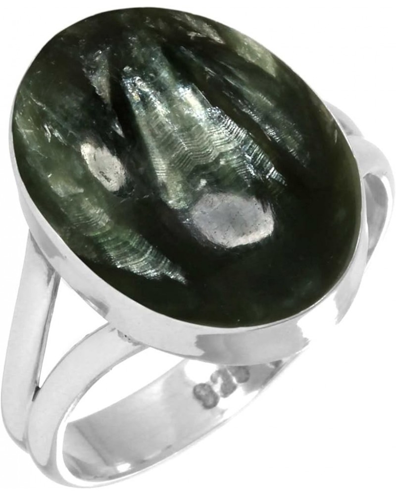 925 Sterling Silver Handmade Ring for Women 12x16 Oval Gemstone Boho Silver Jewelry for Gift (99029_R) Seraphinite $15.26 Rings