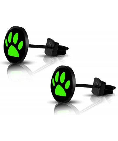 316L Surgical Stainless Steel Puppy Dog Cat Pet Paw Print Earring Round Circle Button Stud Post Earrings 10MM black $6.50 Ear...