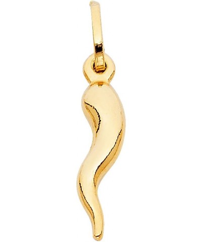 14K Yellow Gold Cornicello Italian Horn Necklace Good Luck Charm Pendant with 1.9mm Figaro 3+1 Chain 22.0 Inches $82.50 Neckl...