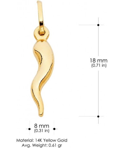 14K Yellow Gold Cornicello Italian Horn Necklace Good Luck Charm Pendant with 1.9mm Figaro 3+1 Chain 22.0 Inches $82.50 Neckl...