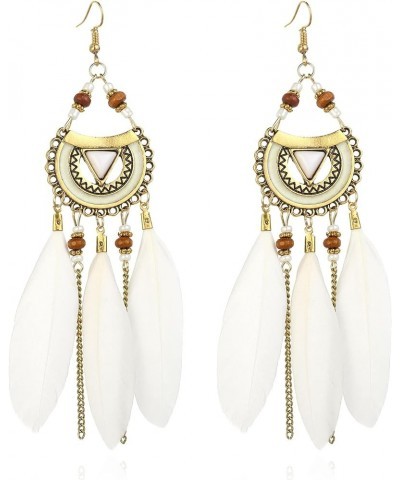 Vintage Bohemian Feather Earrings Long Drop Dangle Earrings With Dream Catcher Design For Women And Girls style-6 $6.04 Earrings