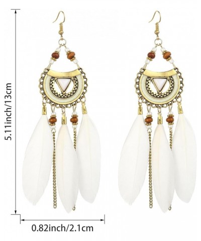 Vintage Bohemian Feather Earrings Long Drop Dangle Earrings With Dream Catcher Design For Women And Girls style-6 $6.04 Earrings