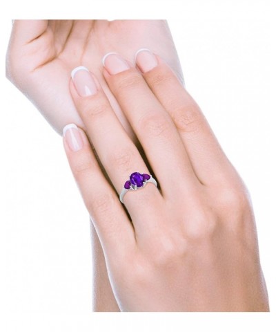 Fashion Promise Ring 3-Stone Oval & Heart Simulated Amethyst CZ 925 Sterling Silver Simulated Amethyst Cubic Zirconia $13.19 ...