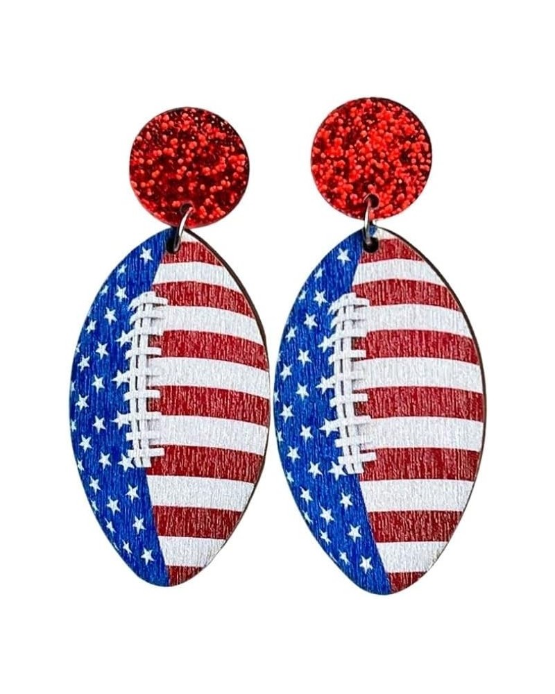 American Flag Earrings 4th of July Wooden Gnome Statue of Liberty Ice Cream Butterfly Fireworks Softball Earrings Lightweight...