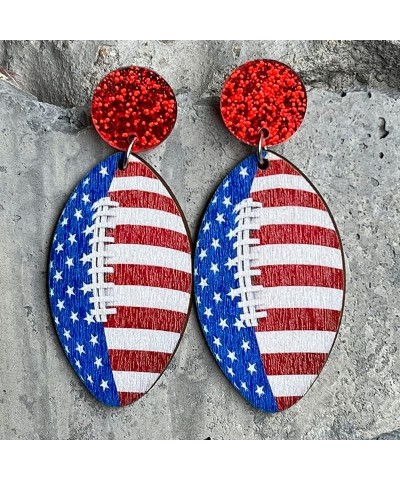 American Flag Earrings 4th of July Wooden Gnome Statue of Liberty Ice Cream Butterfly Fireworks Softball Earrings Lightweight...