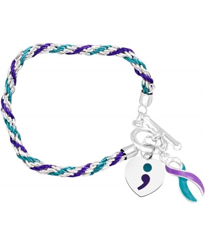 Suicide Awareness & Prevention Teal & Purple Rope Bracelet - Perfect for Support Groups, Gift-Giving, Events and Fundraising ...