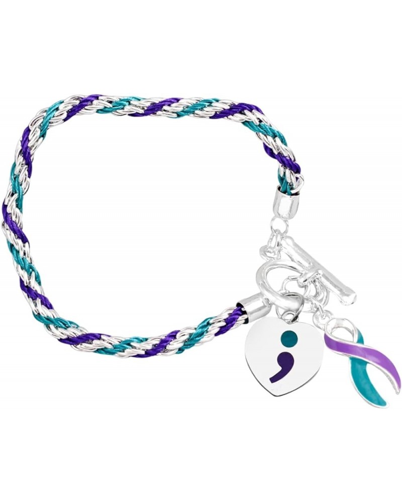 Suicide Awareness & Prevention Teal & Purple Rope Bracelet - Perfect for Support Groups, Gift-Giving, Events and Fundraising ...