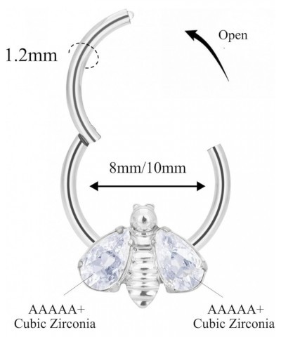 G23 Titanium Septum Rings Hypoallergenic Nose Rings Cubic Zirconia Cartilage Helix Earrings Hinged Segment Seamless Clicker N...