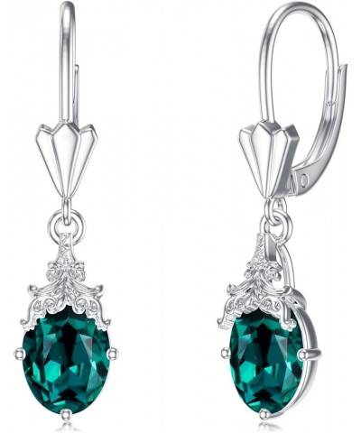 Valentine's Day Gifts - Sterling Silver Birthstone Earrings for Women Teardrop Dangle Drop Crystal EarringAnniversary Valenti...