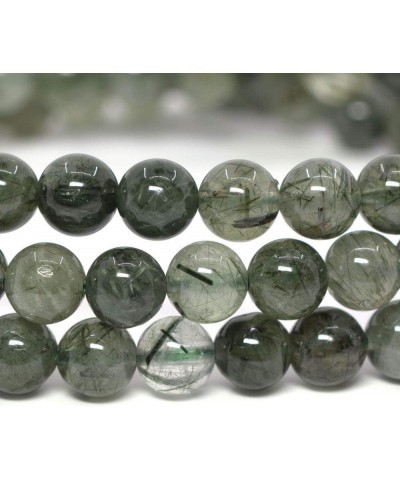 Gem Semi Precious Gemstone 6mm Round Beads Stretch Bracelet 6.5 Inch Unisex Green Rutilated Quartz $12.97 Bracelets