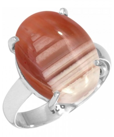 925 Sterling Silver Handmade Ring for Women 12x16 Oval Gemstone Statement Jewelry for Gift (99037_R) Botswana Agate $20.94 Rings