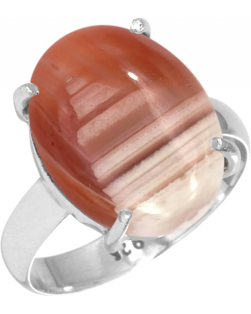 925 Sterling Silver Handmade Ring for Women 12x16 Oval Gemstone Statement Jewelry for Gift (99037_R) Botswana Agate $20.94 Rings