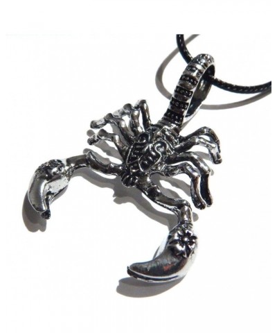 Silvertone Scorpion Pendant on Black Cord Necklace Scorpio Zodiac Desert Insect $8.84 Necklaces
