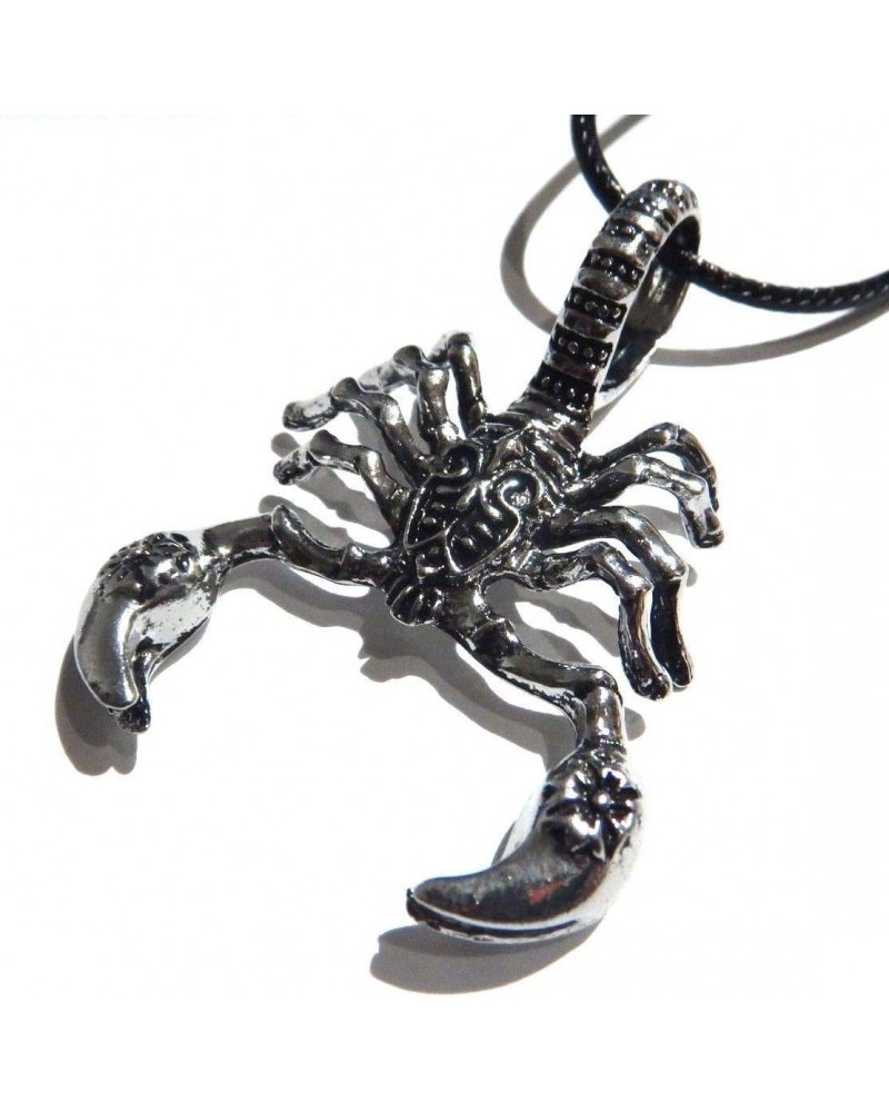 Silvertone Scorpion Pendant on Black Cord Necklace Scorpio Zodiac Desert Insect $8.84 Necklaces