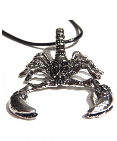 Silvertone Scorpion Pendant on Black Cord Necklace Scorpio Zodiac Desert Insect $8.84 Necklaces