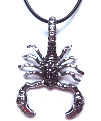 Silvertone Scorpion Pendant on Black Cord Necklace Scorpio Zodiac Desert Insect $8.84 Necklaces