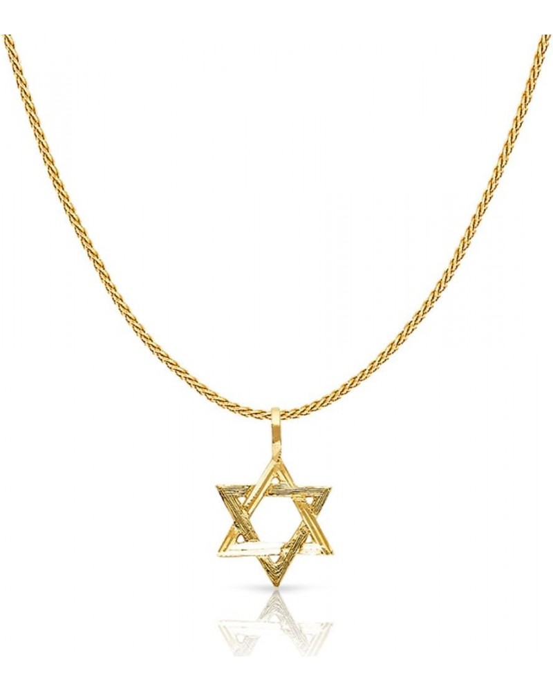 14K Yellow Gold Star of David Charm Pendant with 0.9mm Wheat Chain Necklace 22.0 Inches $63.55 Necklaces