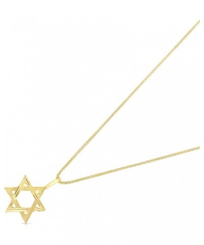 14K Yellow Gold Star of David Charm Pendant with 0.9mm Wheat Chain Necklace 22.0 Inches $63.55 Necklaces